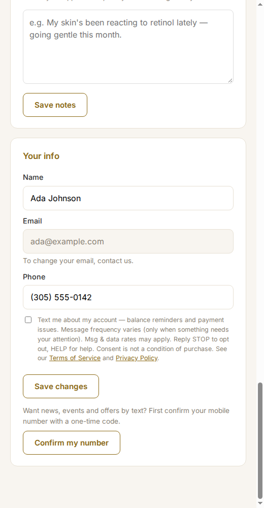 1. An unproven number gets “Confirm my number”, no box.