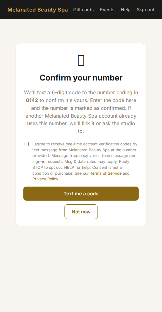 2. The confirm step asks for a code.
